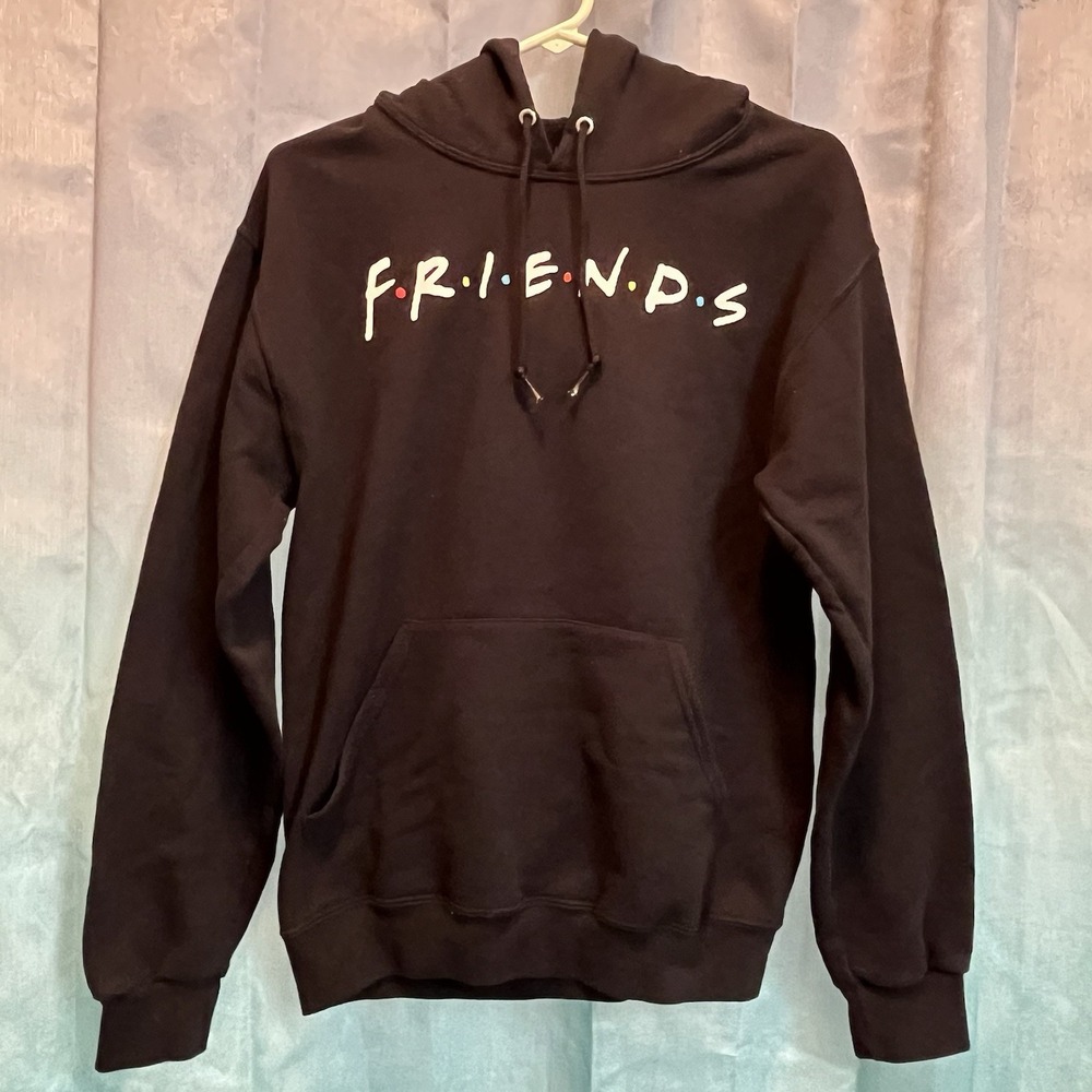 Friends Sweatshirt Hoodie Small S Long Sleeve Drawstring‎ Graphic Black
